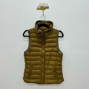 Gap lightweight puffer down Vest Mustard brown yellow warm Sz Small